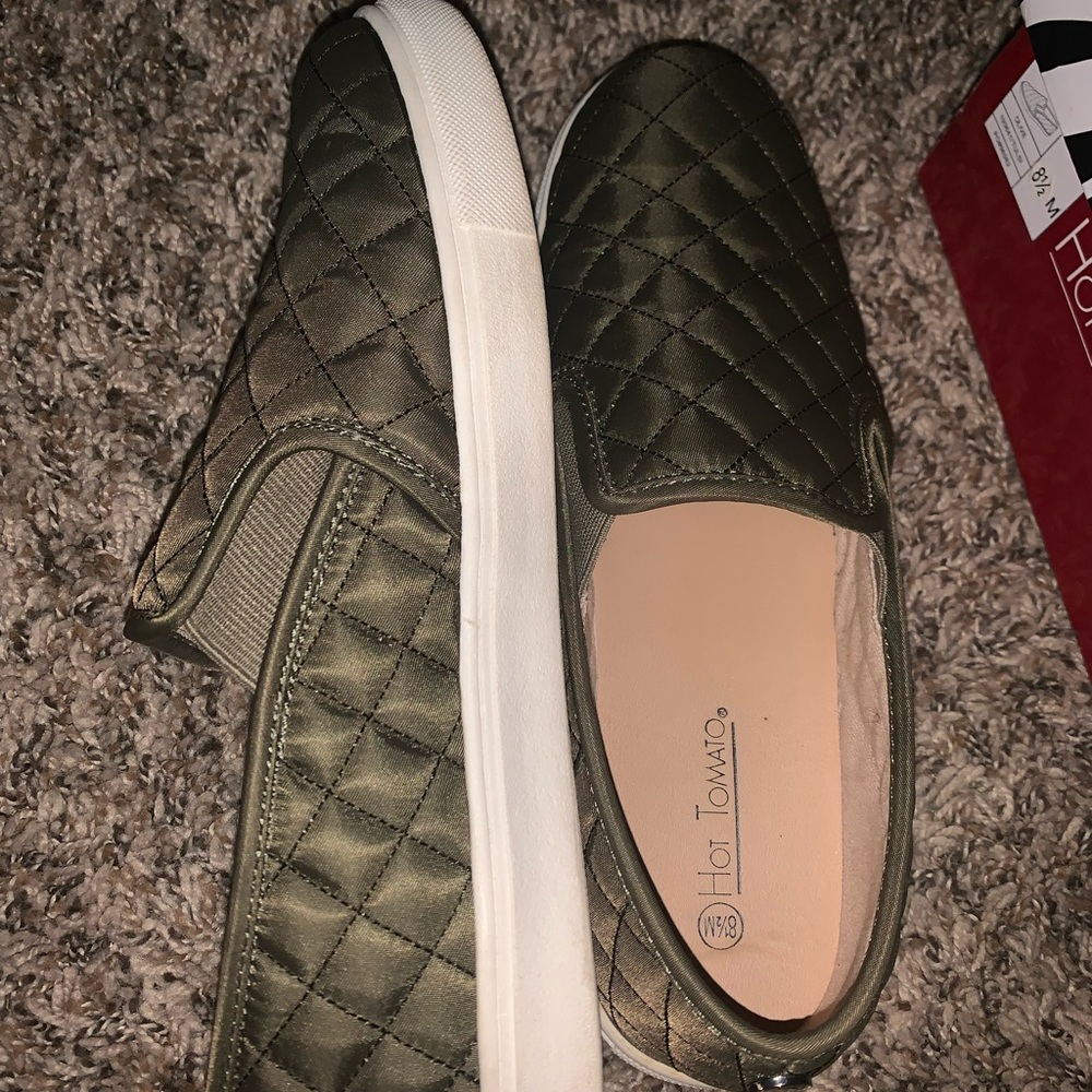 Green slip on shoes